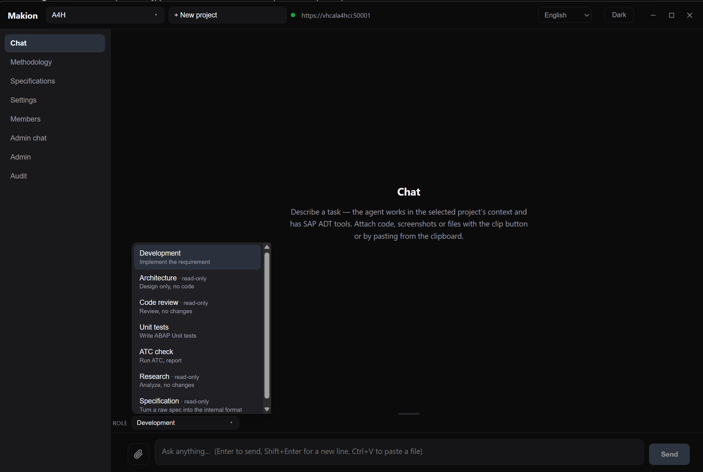 Makion — chat with task roles